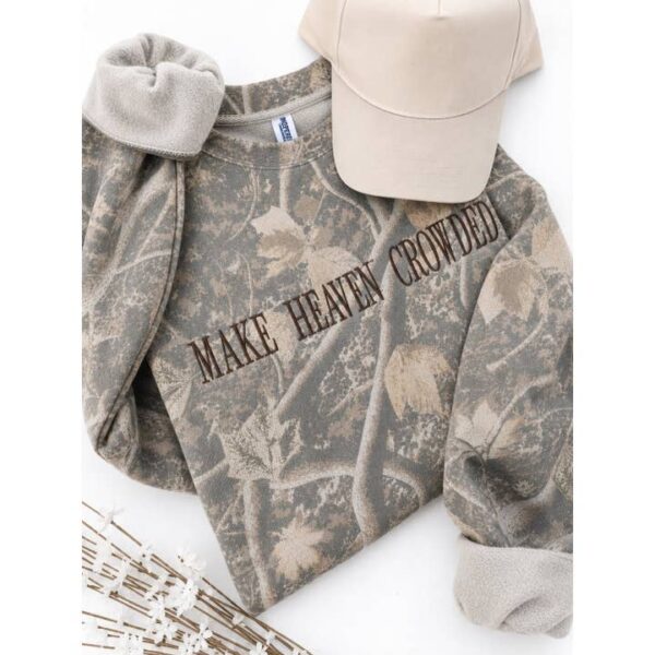 Make Heaven Crowded Embroidered Camo Sweatshirt