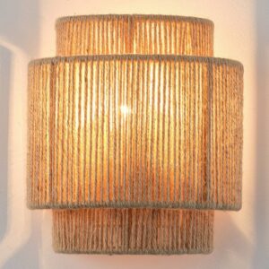 faire_b18_17 Lusteria 9 inch Boho Hand Woven Rope 1-Light Wall Sconce Light