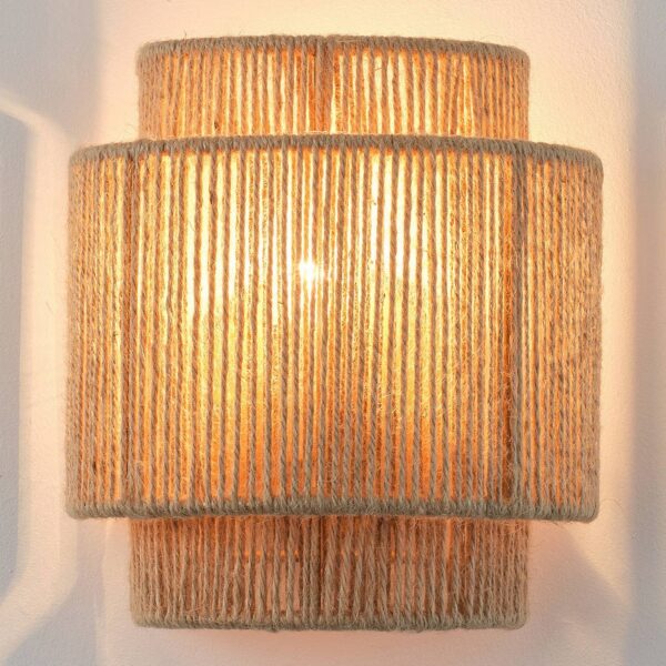 Lusteria 9 inch  Boho Hand Woven Rope 1-Light Wall Sconce Light